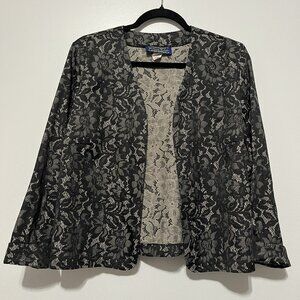 Willow Ridge Womens VTG Open Jacket 12 Black Romantic Goth Dark Floral Victorian